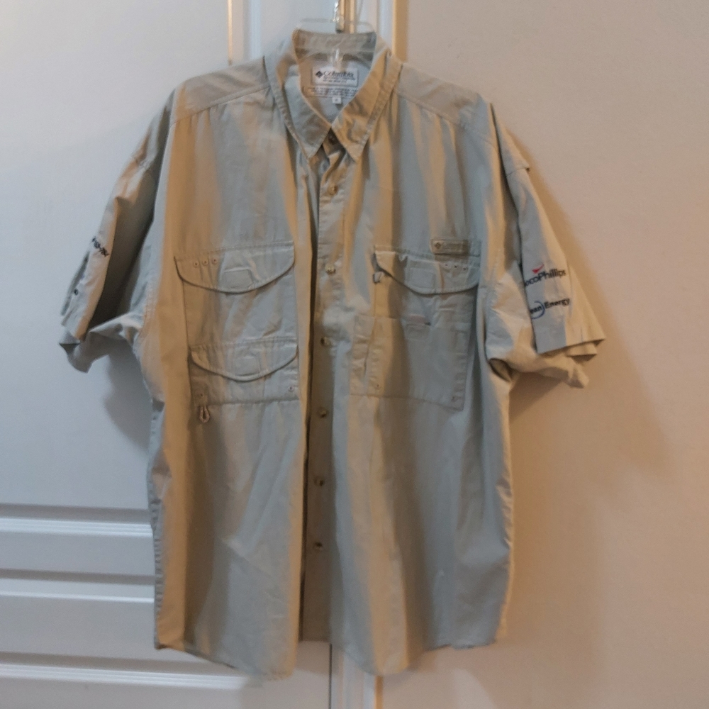 Columbia Sportwear Company Men's Button-down Short Sleeve Shirt Cream XL